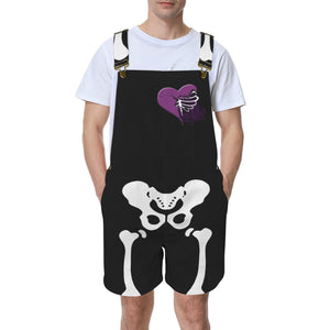 SKELETON Unisex Shorts Suspender Jumpsuit