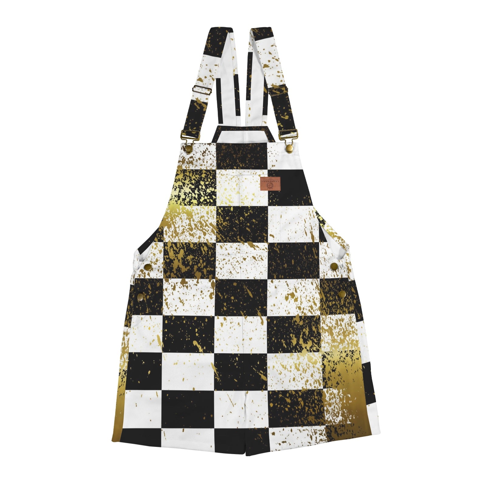 DAMIER IN GOLD Unisex Shorts Suspender Jumpsuit