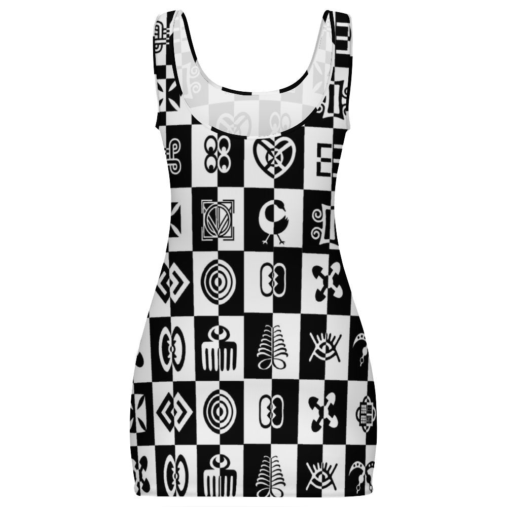 ADINKRA B&W Sunmer Bodycon Tank Dress