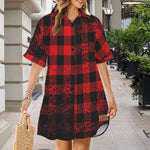 DUSTY PLAID Short Sleeve Shirt Dress