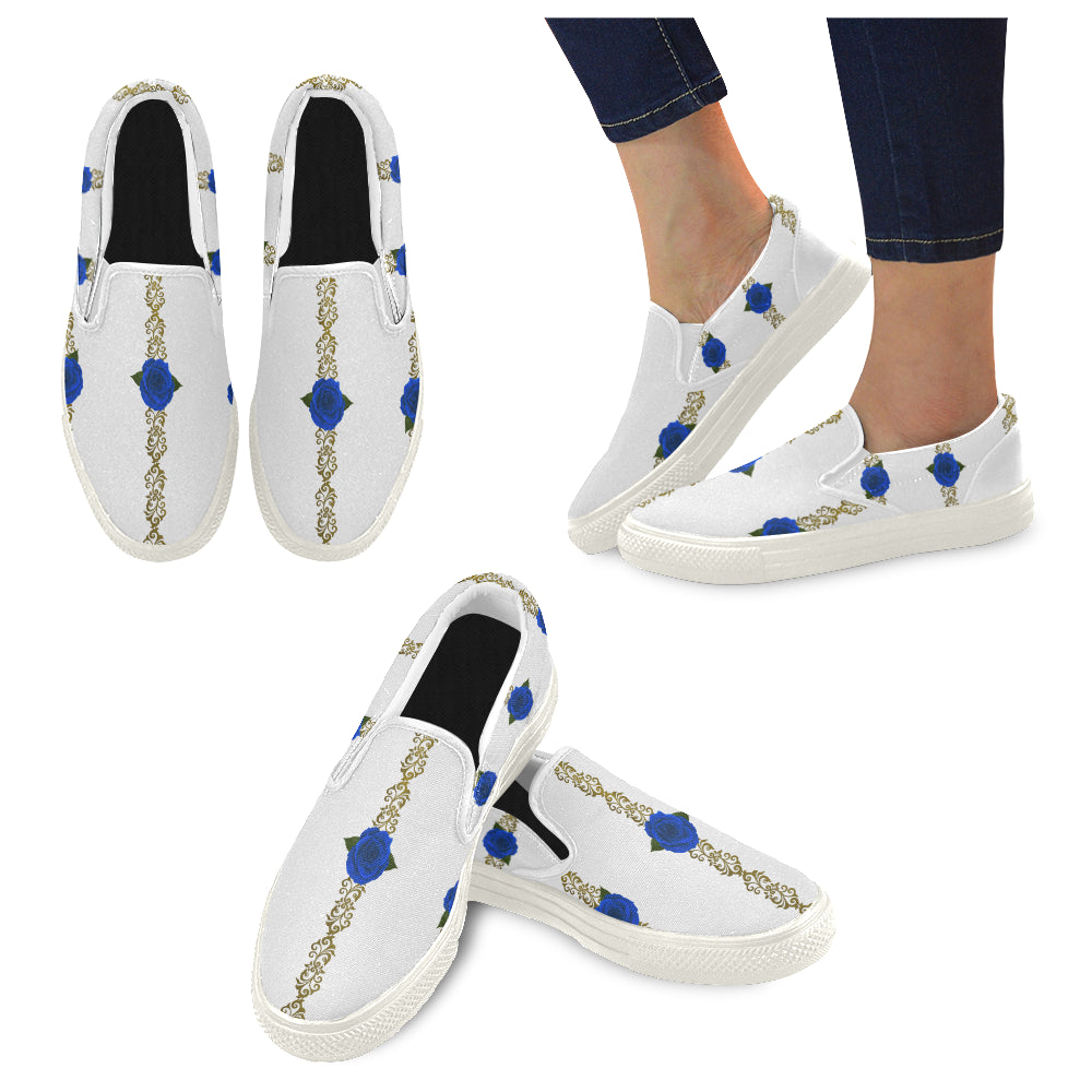 BLUE ROSES Men's Unusual Slip-on Canvas Shoes