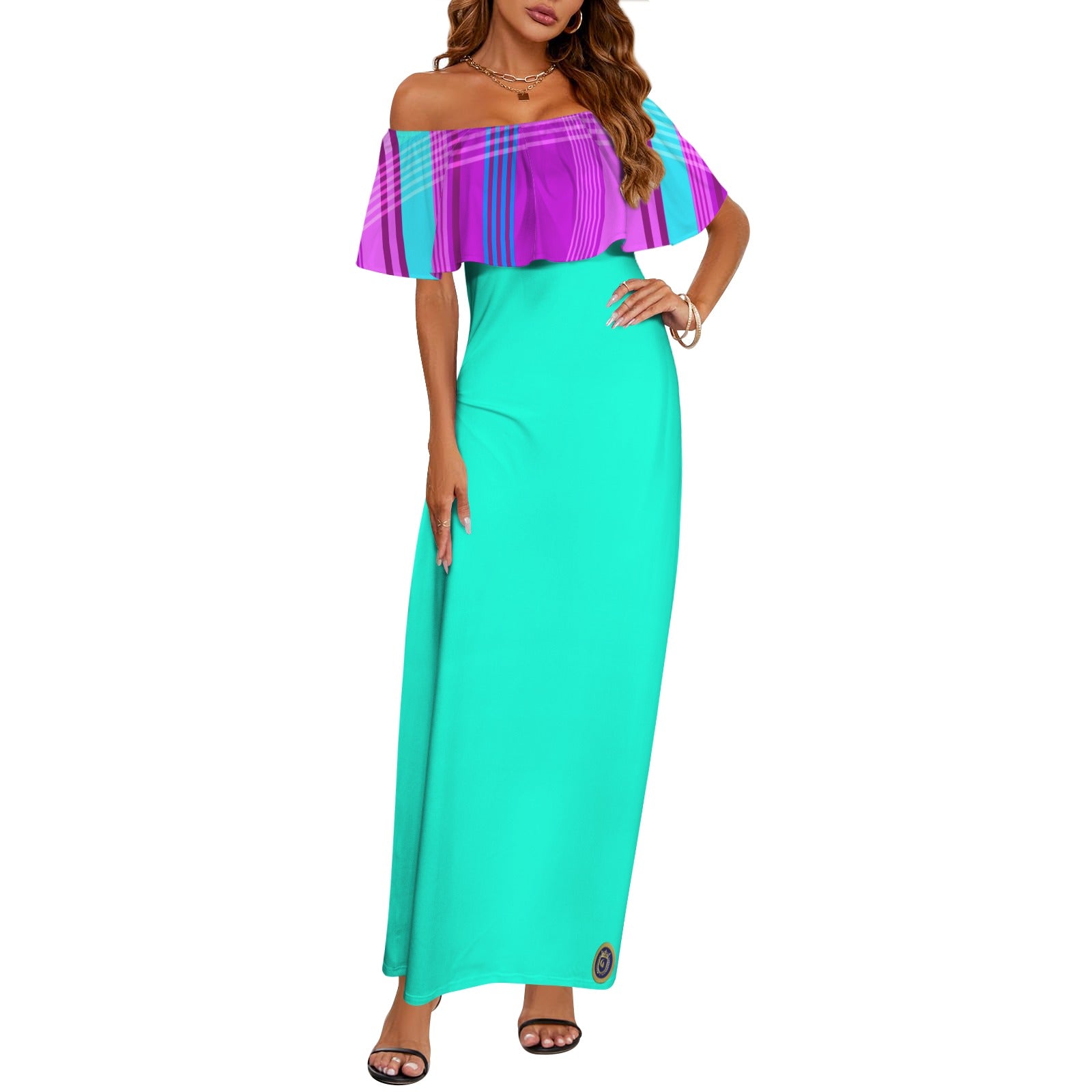 MADRAS Women's Ruffle Boat Neck Dress