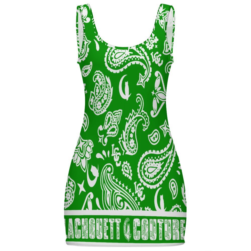 BANDANA PAISLEY GREEN Sunmer Basic Bodycon Tank  Dress sheath