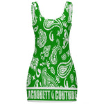 BANDANA PAISLEY GREEN Sunmer Basic Bodycon Tank  Dress sheath