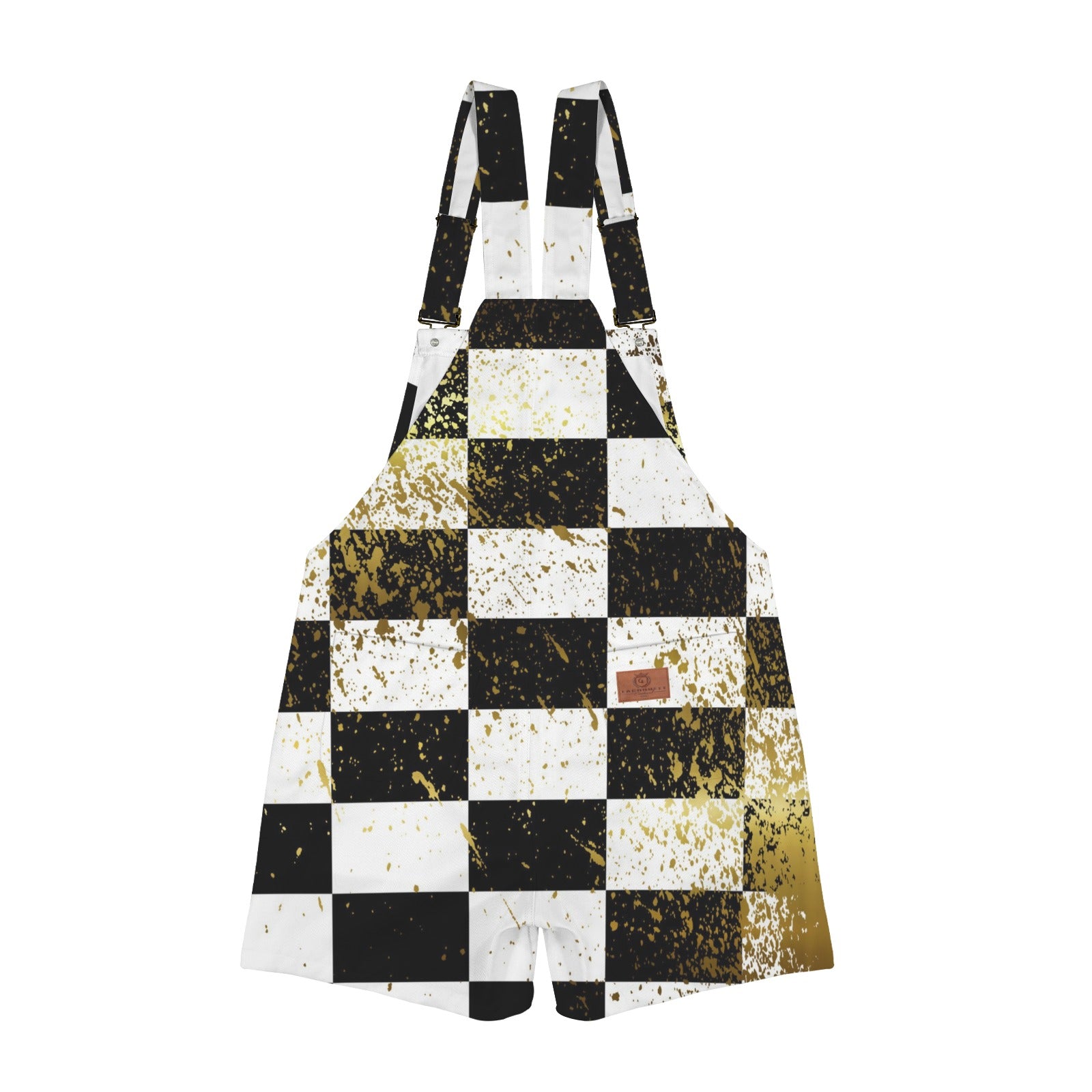DAMIER IN GOLD Unisex Shorts Suspender Jumpsuit