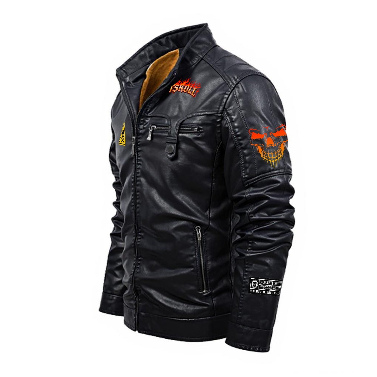 HOTSKULL Decorative Zipper Leather Jacket (DTF)