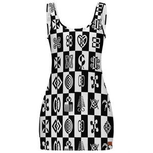 ADINKRA B&W Sunmer Bodycon Tank Dress