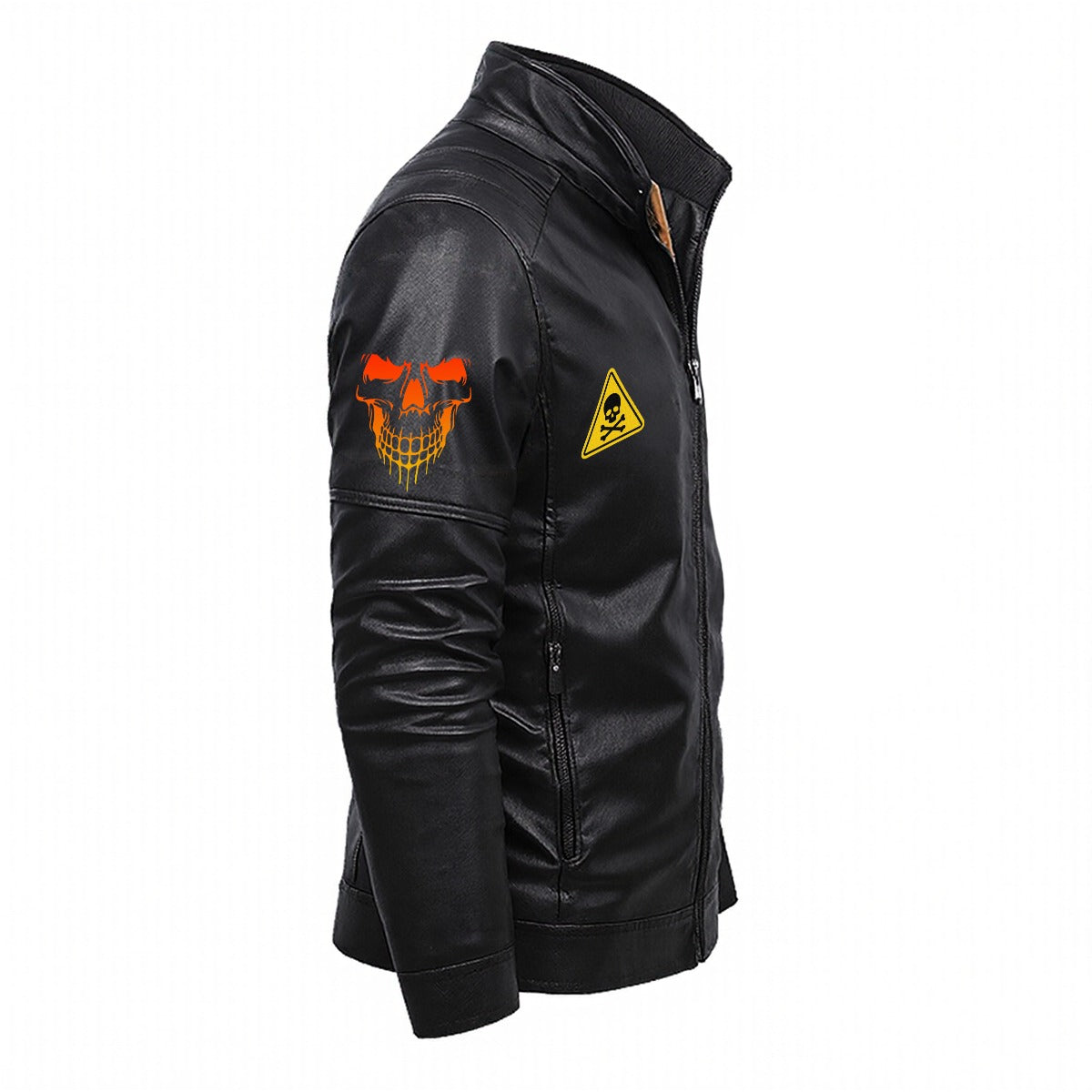 HOTSKULL Decorative Zipper Leather Jacket (DTF)