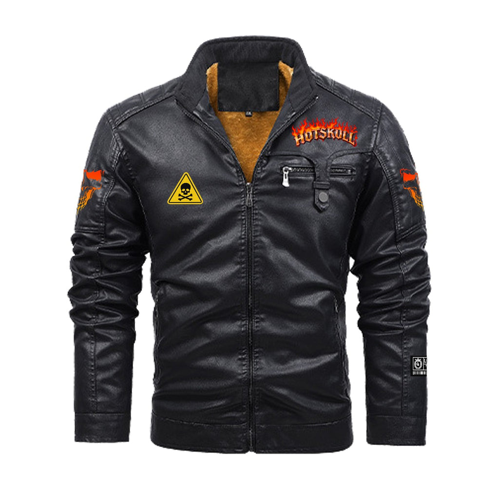 HOTSKULL Decorative Zipper Leather Jacket (DTF)