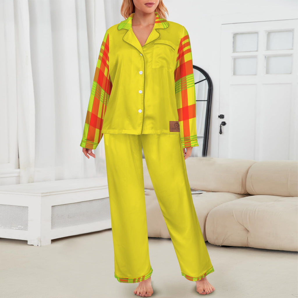 MADRAS Women's Long Sleeve Satin Pajama Set