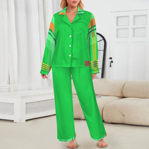 MADRAS Women's Long Sleeve Satin Pajama Set