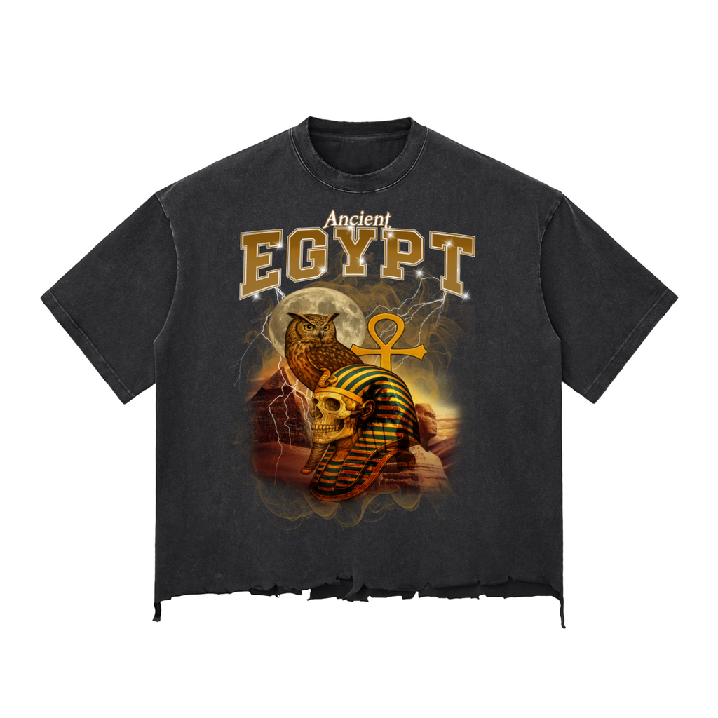 ANCIENT EGYPT Snow Wash Raw-Hem Boxy T-shirt