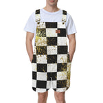 DAMIER IN GOLD Unisex Shorts Suspender Jumpsuit