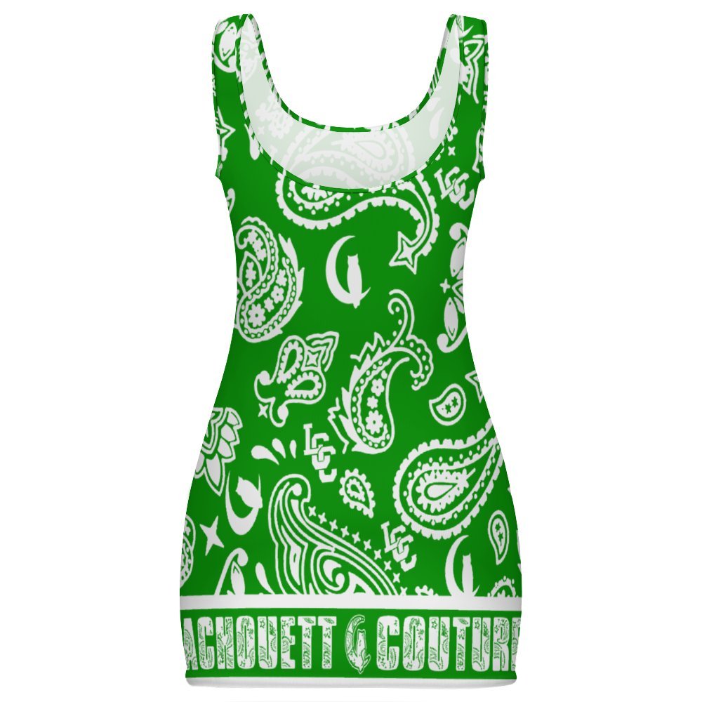 BANDANA PAISLEY GREEN Sunmer Basic Bodycon Tank  Dress sheath