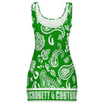 BANDANA PAISLEY GREEN Sunmer Basic Bodycon Tank  Dress sheath
