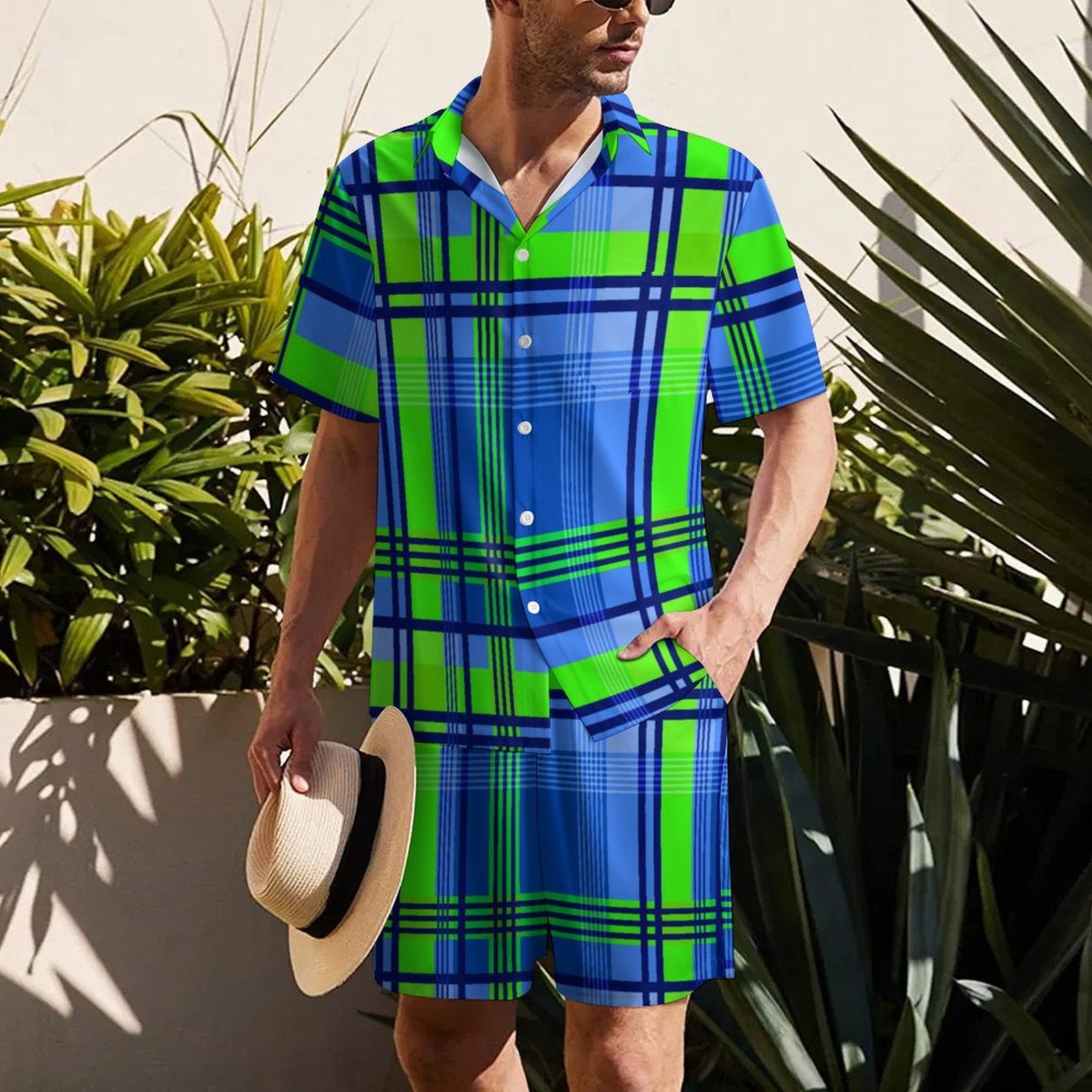 MADRAS Men's Collared Short Sleeve Shirt Set