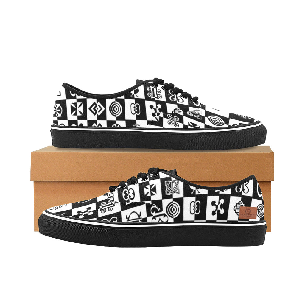 ADINKRA CHECCMATE Men's Canvas Low Top Shoes