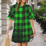 DUSTY PLAID Short Sleeve Shirt Dress