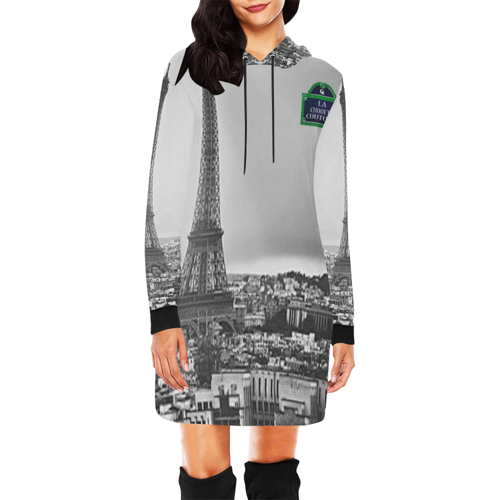 RUE DE PARIS All Over Print Hoodie Mini Dress (Model H27)
