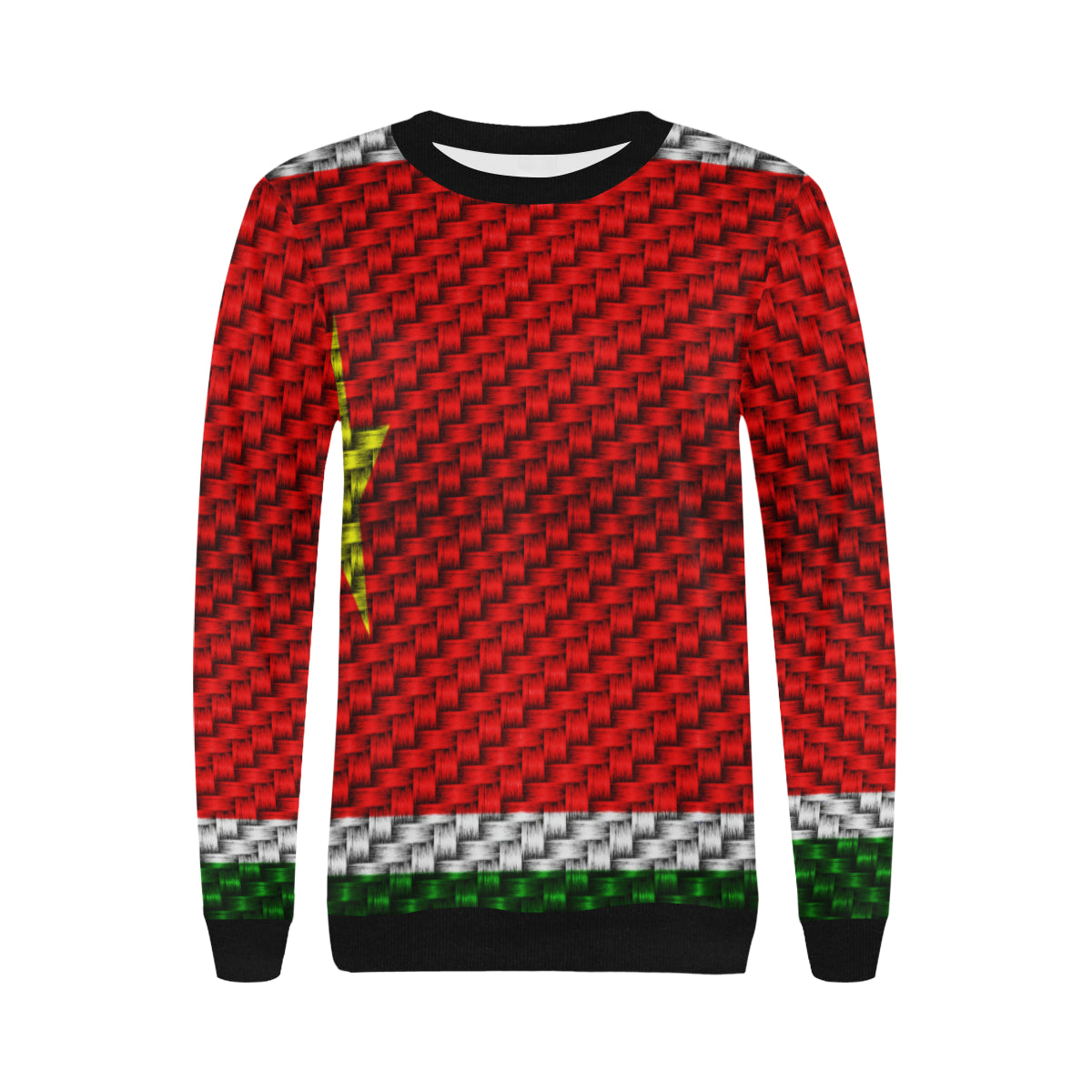 GWADA FLAG Women's Rib Cuff Crew Neck Sweatshirt (Model H34)