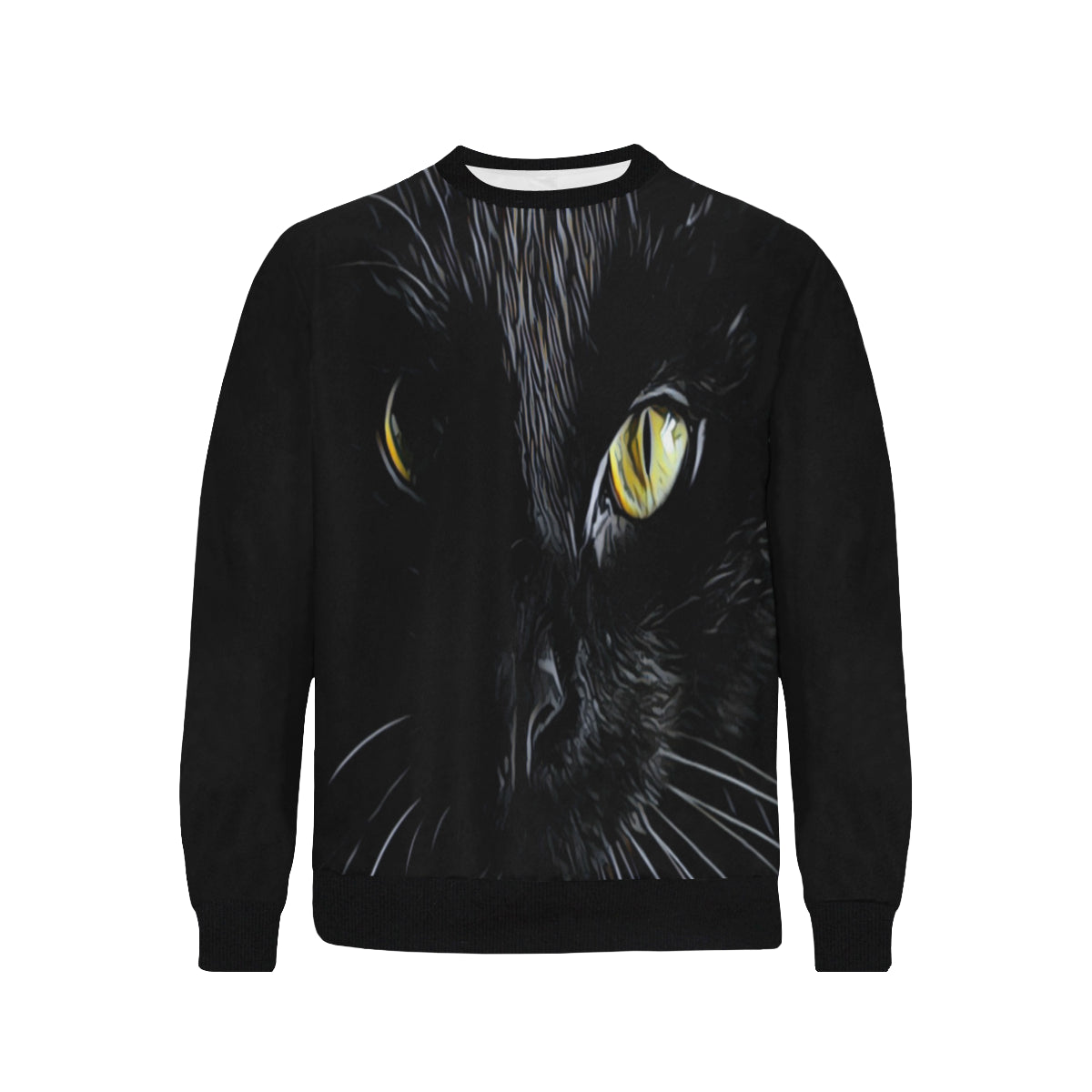 BASTET CAT Men's Rib Cuff Crew Neck Sweatshirt