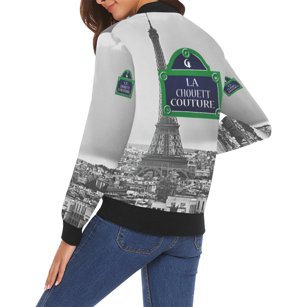 RUE DE PARIS All Over Print Bomber Jacket for Women (Model H19)