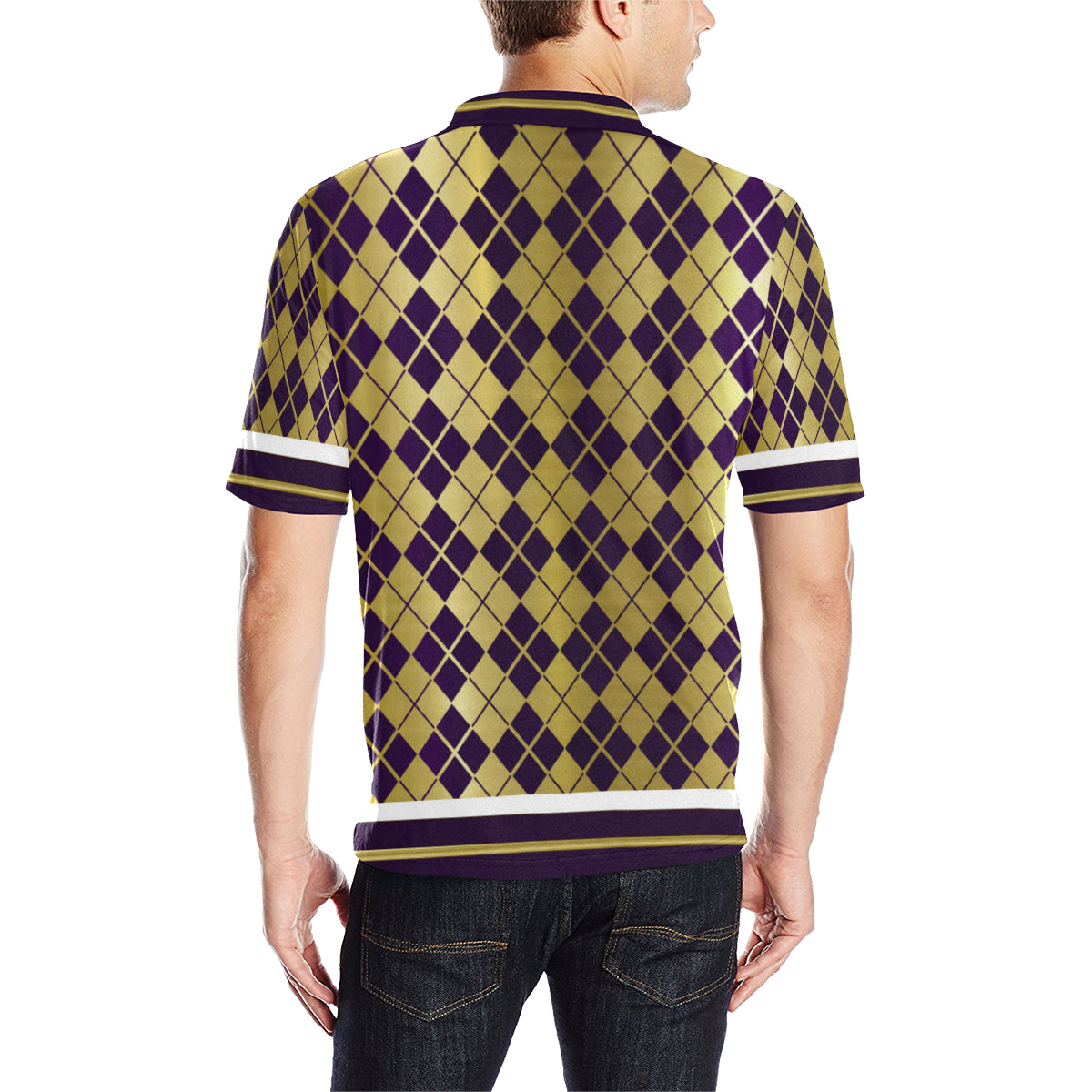 ARLEQUIN GRAPE Men's All Over Print Polo Shirt