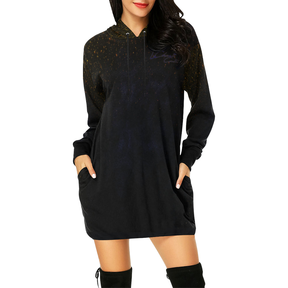 LCC STRASS All Over Print Hoodie Mini Dress (Model H27)