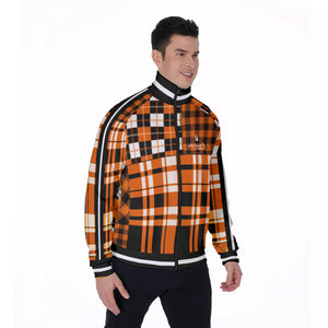FLEXIN PLAID ORANGE Men's Stand Collar Jacket