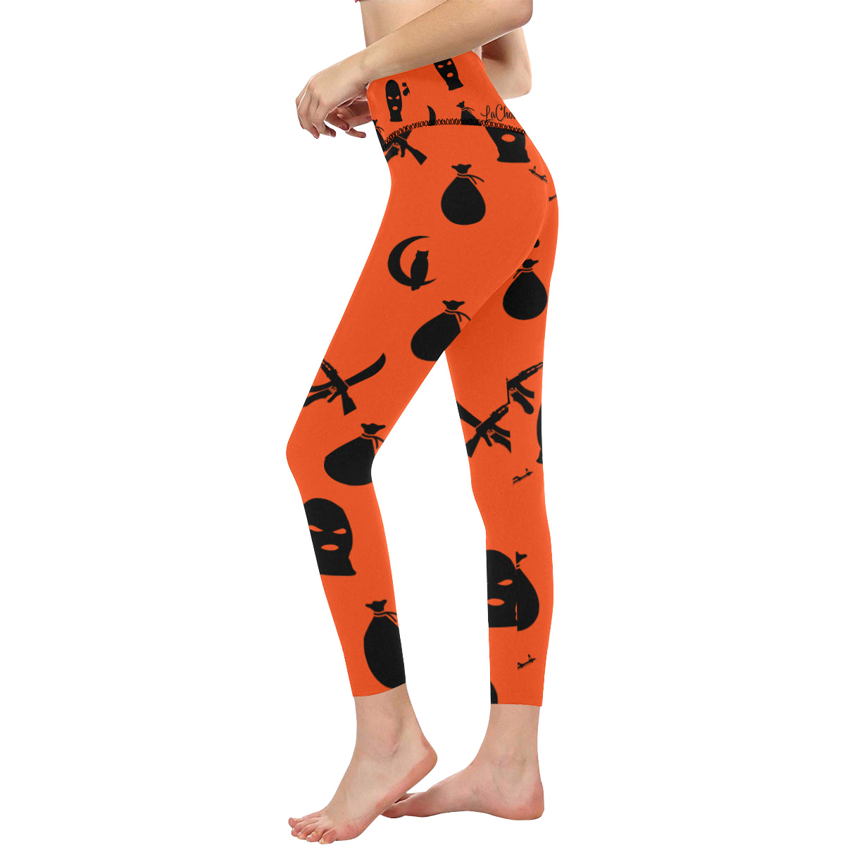 DRILLIN ORANGE All Over Print High-Waisted Leggings