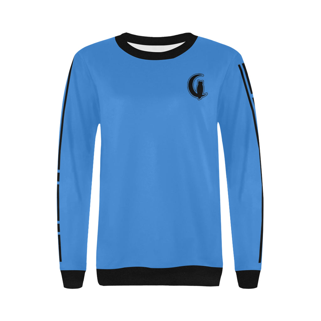 BLACC BORDER BLUESKY Women's Rib Cuff Crew Neck Sweatshirt