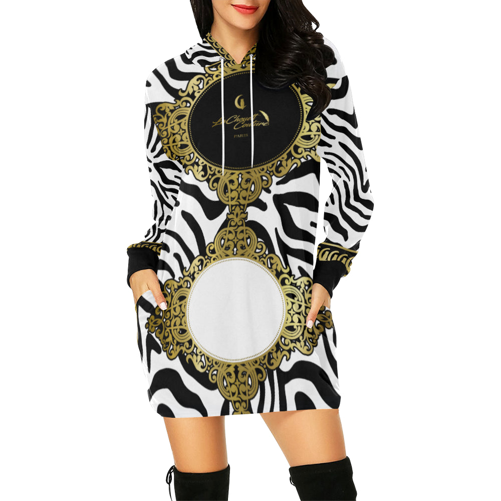 PRIVILEGE WHITE All Over Print Hoodie Mini Dress