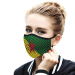 FR GUYANA FLAG Mouth Mask in One Piece (2 Filters Included) (Model M02)