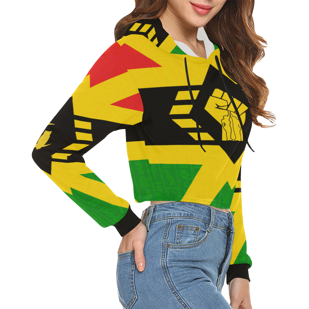 FIST UP RBG All Over Print Crop Hoodie for Women
