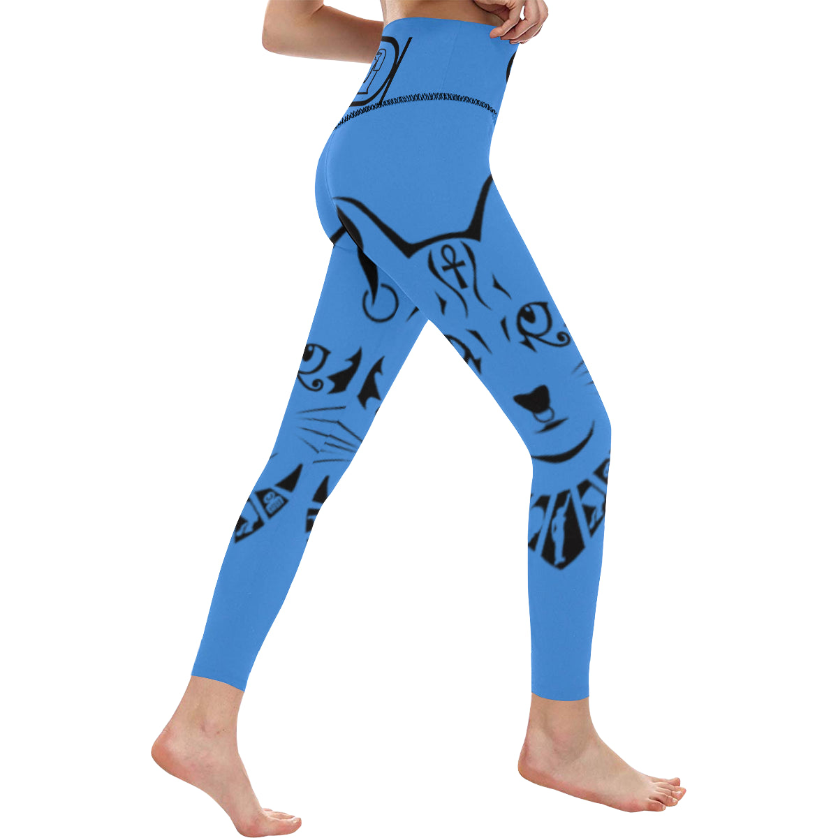 BASTET LIGHT BLUE All Over Print High-Waisted Leggings