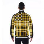 FLEXIN PLAID YLW Men's Stand Collar Jacket