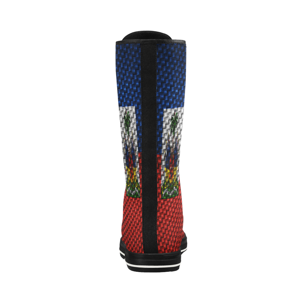 HAITI FLAG Canvas Long Boots For Women Model 7013H