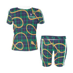 PLAID IN GOLD Women's Short Yoga Set