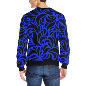 GORGIOUS BLUE LEAF Men's Rib Cuff Crew Neck Sweatshirt