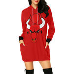 HATHOR R BULLS All Over Print Hoodie Mini Dress