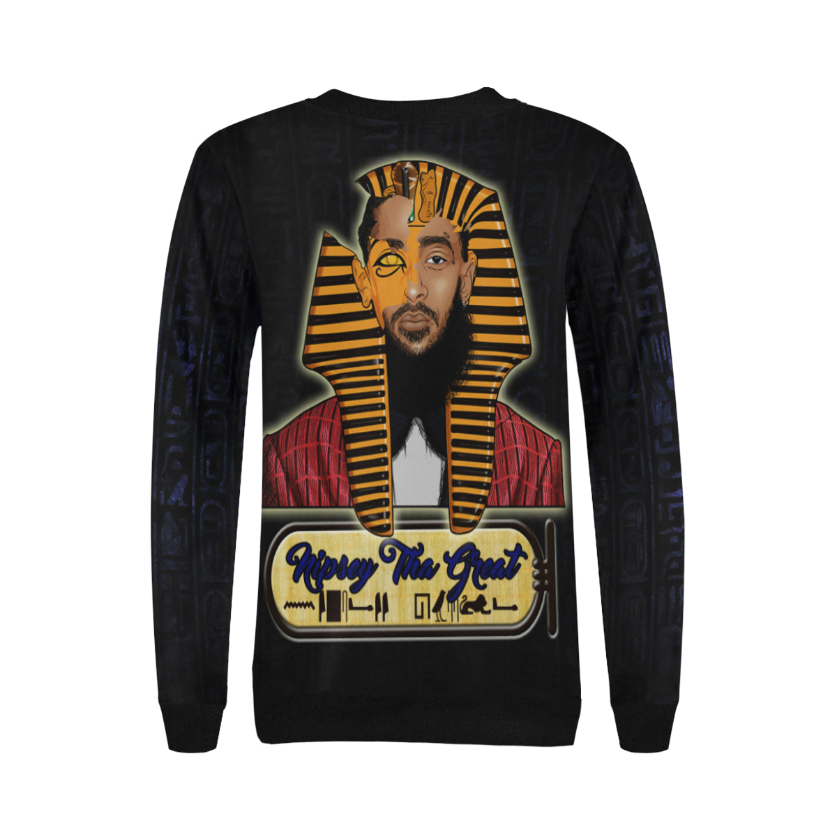NIPSEY THA GREAT Women's Rib Cuff Crew Neck Sweatshirt (Model H34)