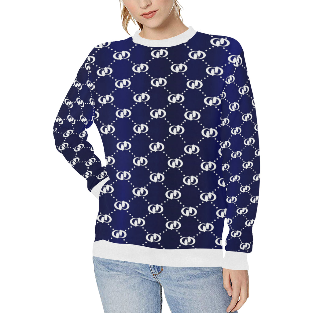 EXCELLENCE BLWHT Women's Rib Cuff Crew Neck Sweatshirt (Model H34)
