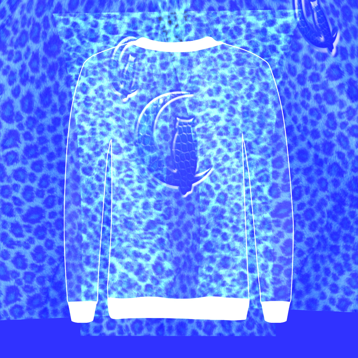 BLUE TIGER SKIN Women's Rib Cuff Crew Neck Sweatshirt