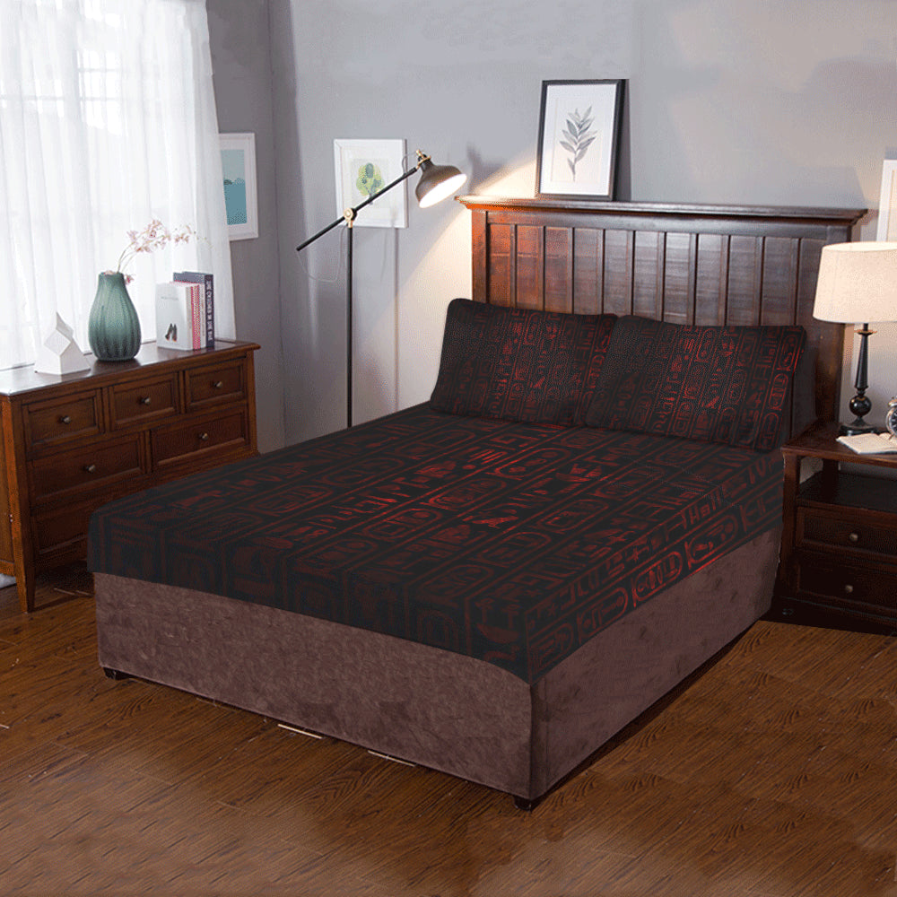 HIEROGLYH RED 3-Piece Bedding Set
