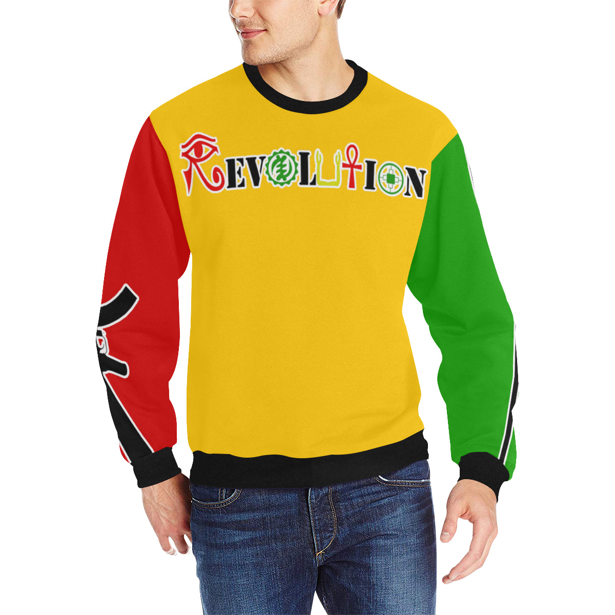 REVOLUTION RGG Men's Rib Cuff Crew Neck Sweatshirt