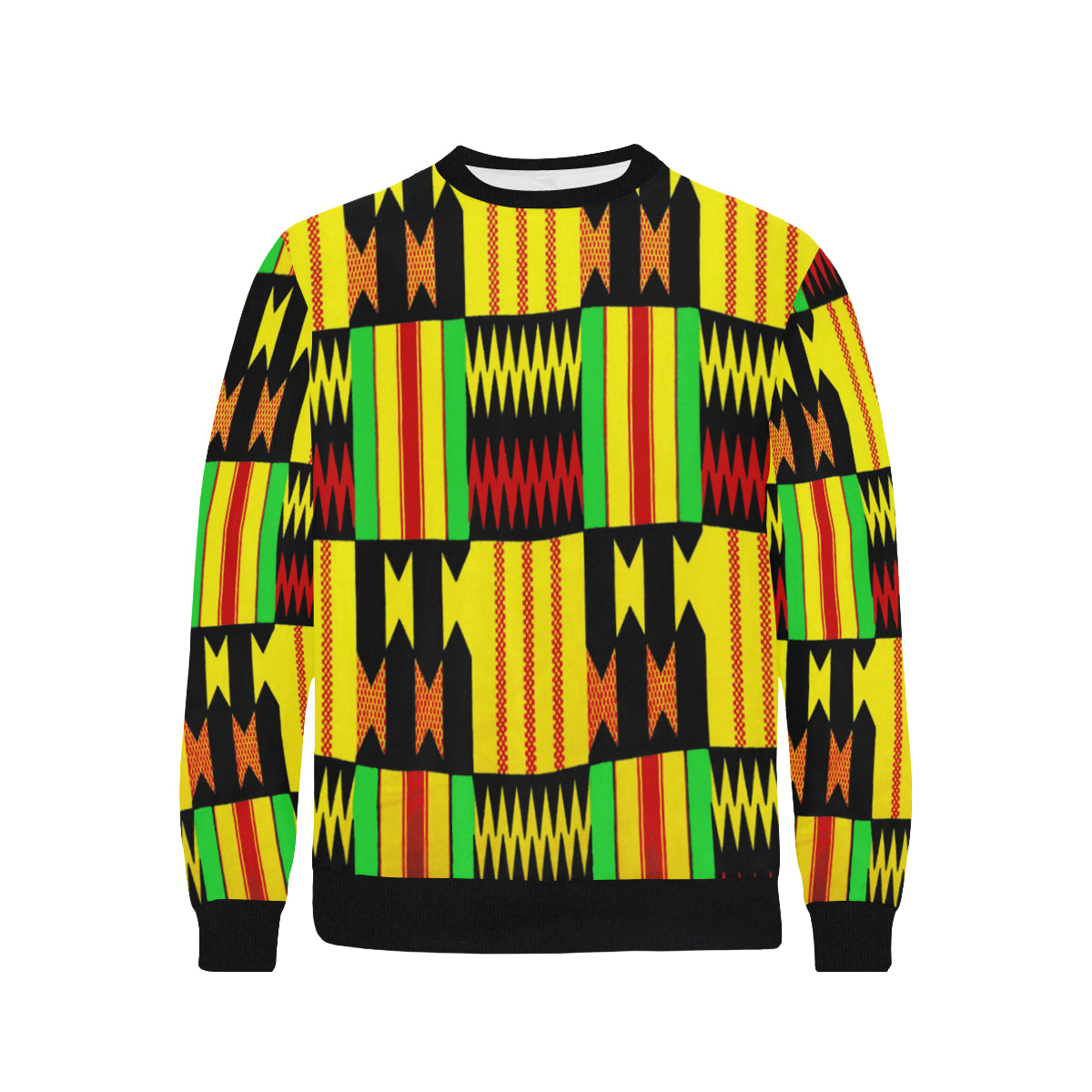 KENTE RASTA Men's Rib Cuff Crew Neck Sweatshirt