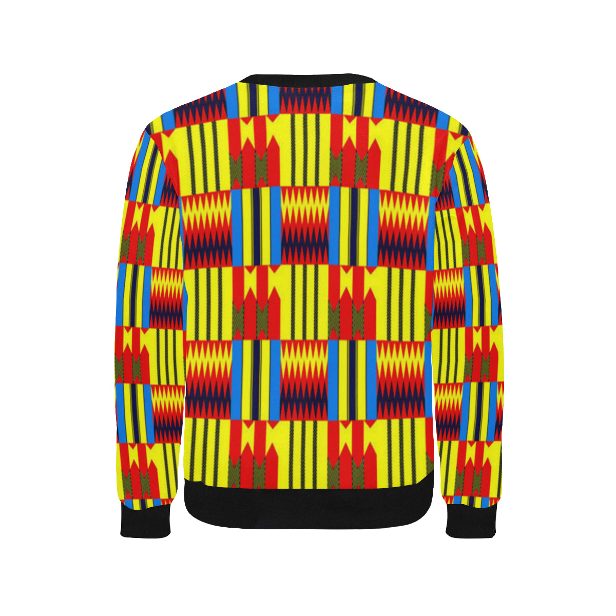 KENTE BLUE Men's Rib Cuff Crew Neck Sweatshirt