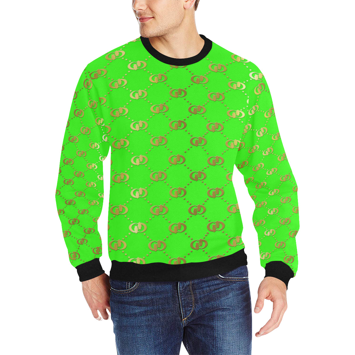 EXCELLENCE SKUNKGLD Men's Rib Cuff Crew Neck Sweatshirt