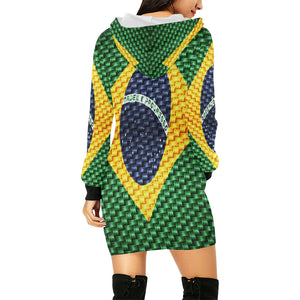 BRASIL FLAG All Over Print Hoodie Mini Dress