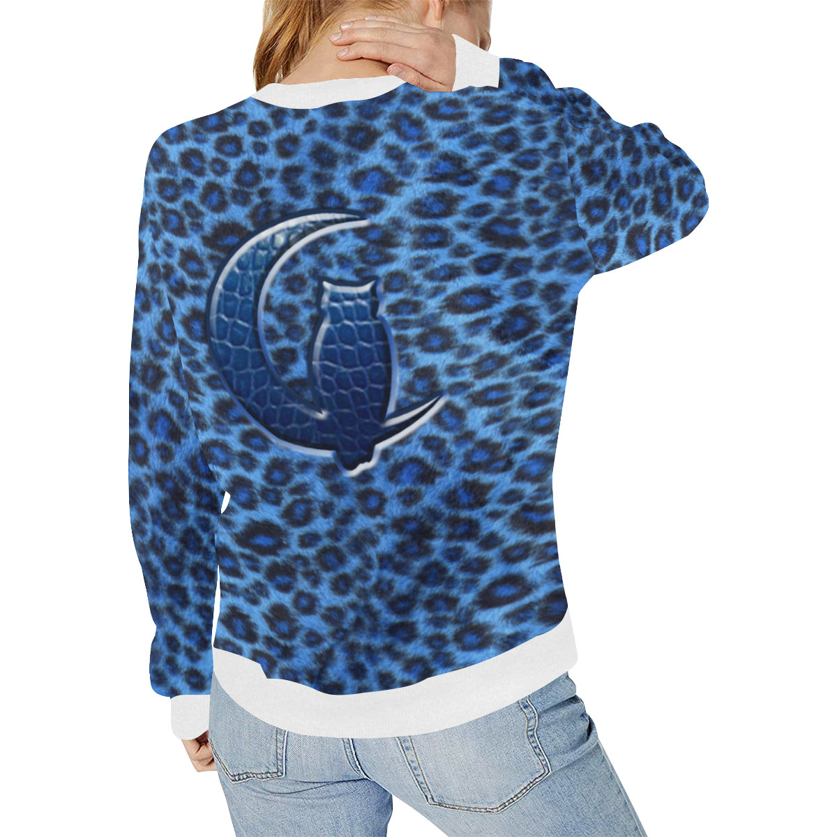 BLUE TIGER SKIN Women's Rib Cuff Crew Neck Sweatshirt